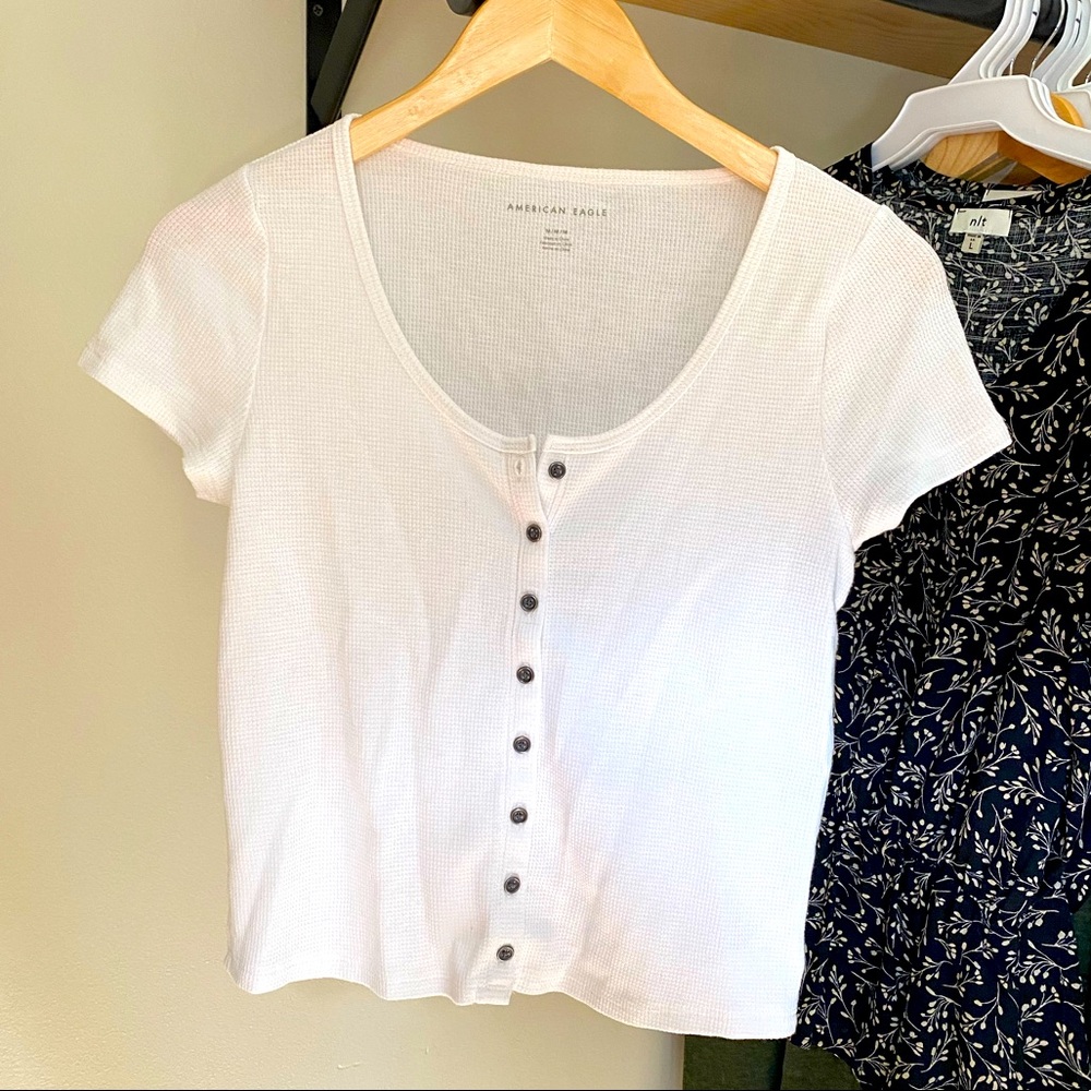 Button Up Crop Tee